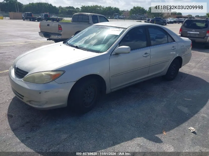 2003 Toyota Camry Le VIN: 4T1BE32K03U209998 Lot: 40769620