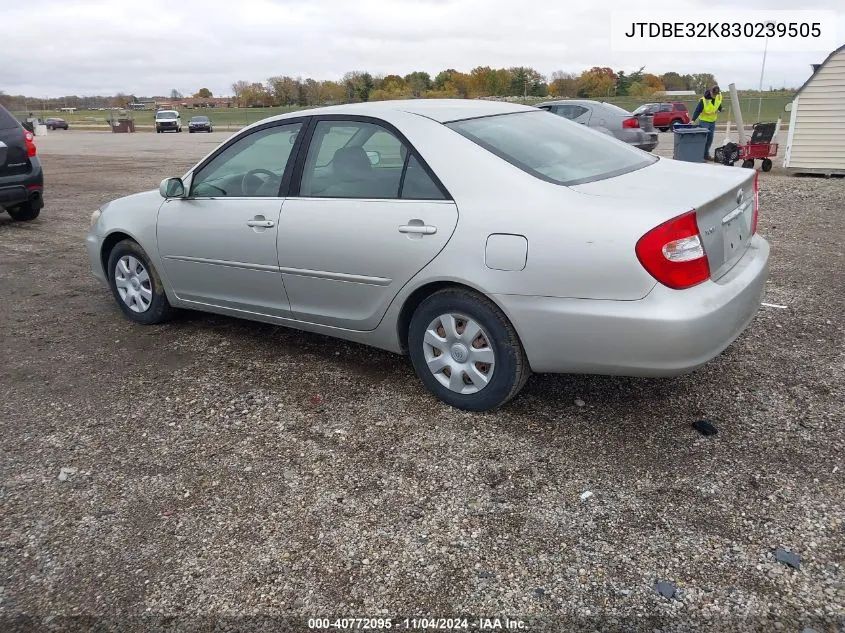 2003 Toyota Camry Le VIN: JTDBE32K830239505 Lot: 40772095