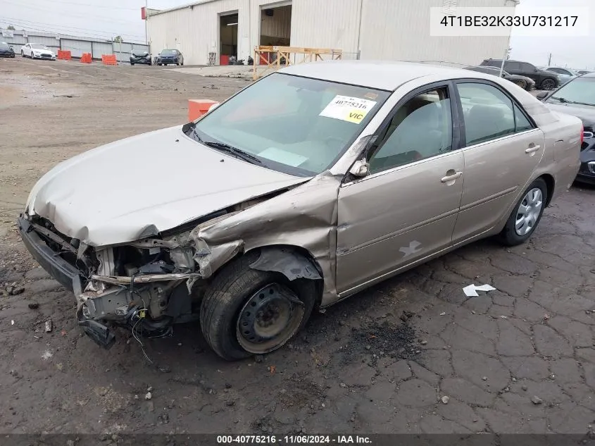 2003 Toyota Camry Le VIN: 4T1BE32K33U731217 Lot: 40775216