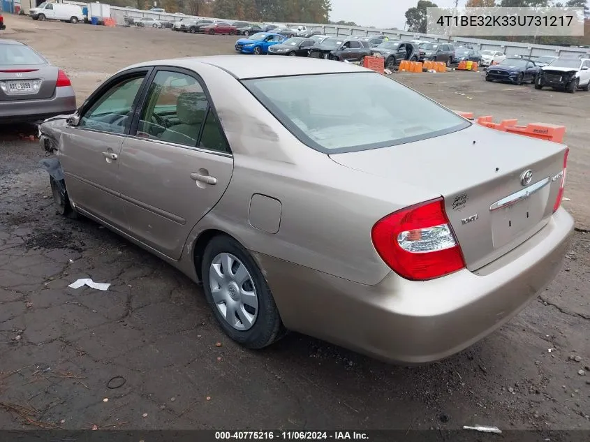 2003 Toyota Camry Le VIN: 4T1BE32K33U731217 Lot: 40775216