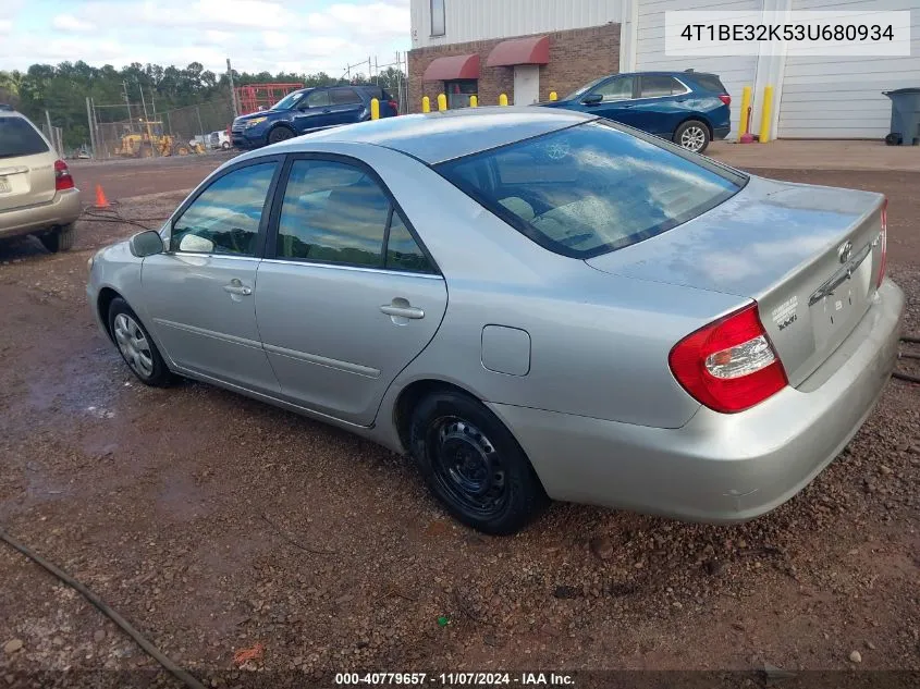 2003 Toyota Camry Le VIN: 4T1BE32K53U680934 Lot: 40779657