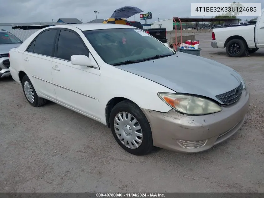 2003 Toyota Camry Xle VIN: 4T1BE32K33U124685 Lot: 40780040