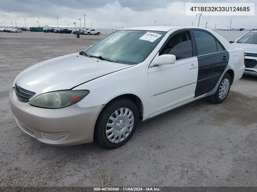 2003 Toyota Camry Xle VIN: 4T1BE32K33U124685 Lot: 40780040