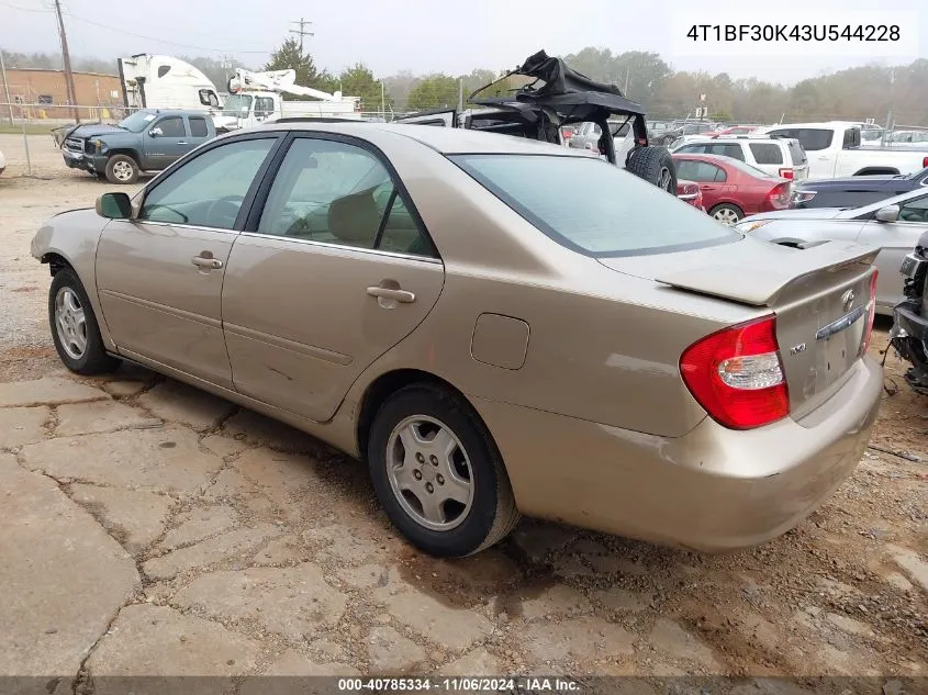 2003 Toyota Camry Le V6 VIN: 4T1BF30K43U544228 Lot: 40785334