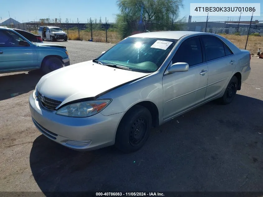 2003 Toyota Camry Le VIN: 4T1BE30K33U701086 Lot: 40786083