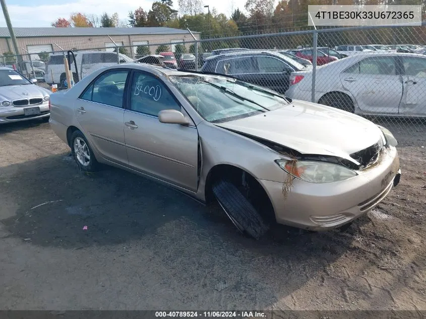 2003 Toyota Camry Le VIN: 4T1BE30K33U672365 Lot: 40789524