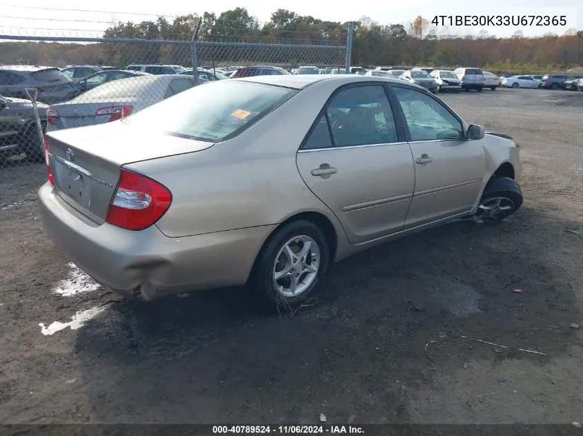 2003 Toyota Camry Le VIN: 4T1BE30K33U672365 Lot: 40789524