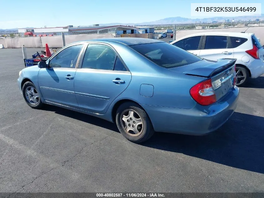 2003 Toyota Camry Le V6 VIN: 4T1BF32K53U546499 Lot: 40802587