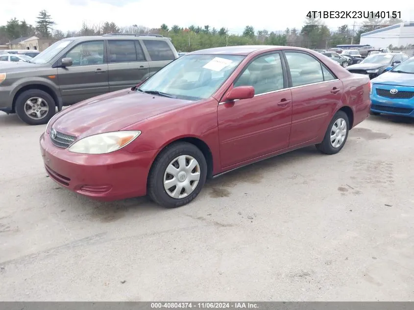 2003 Toyota Camry Le VIN: 4T1BE32K23U140151 Lot: 40804374