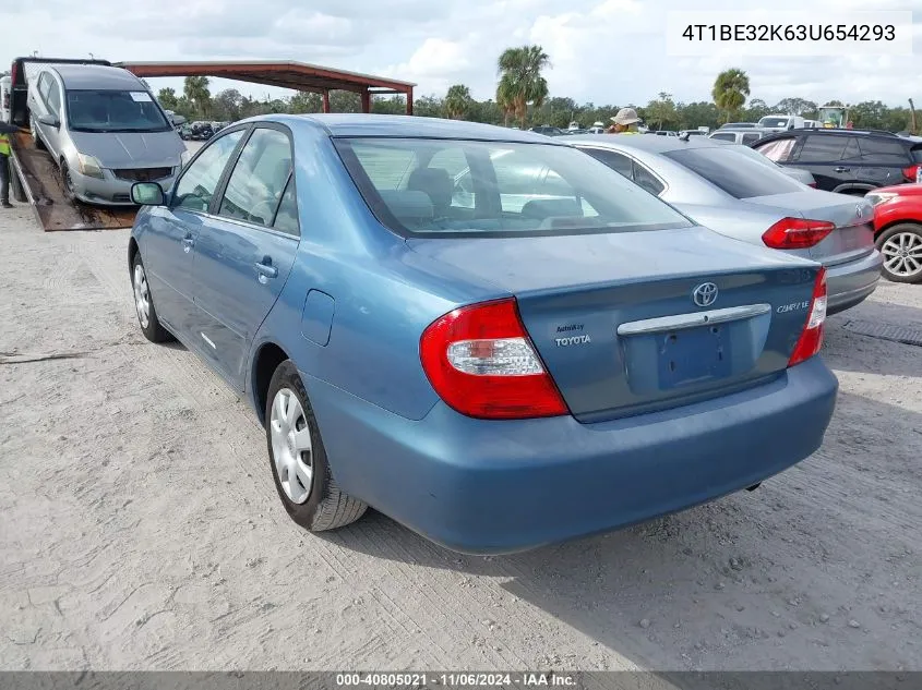 2003 Toyota Camry Le VIN: 4T1BE32K63U654293 Lot: 40805021