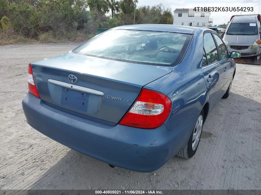 2003 Toyota Camry Le VIN: 4T1BE32K63U654293 Lot: 40805021