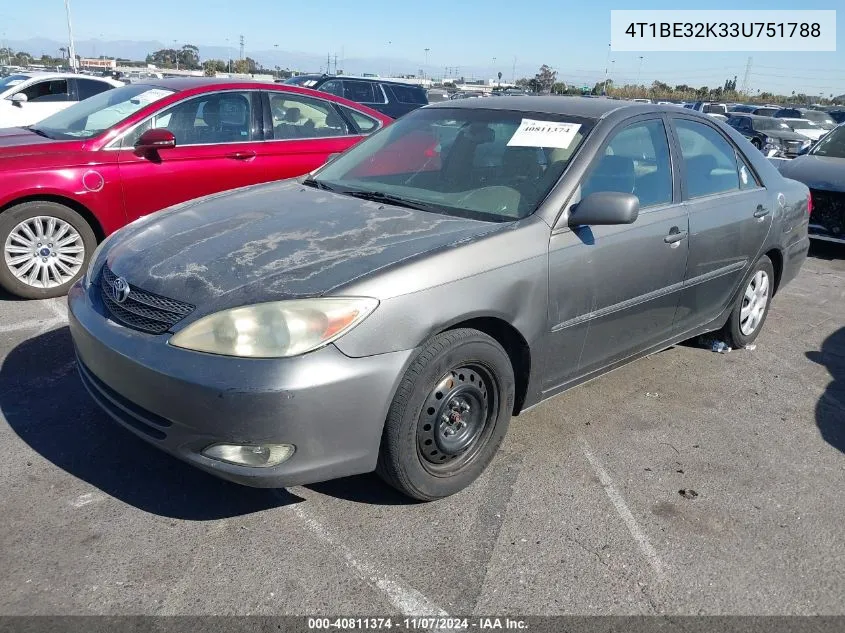 2003 Toyota Camry Xle VIN: 4T1BE32K33U751788 Lot: 40811374