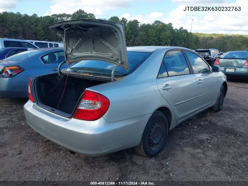 2003 Toyota Camry Le VIN: JTDBE32K630232763 Lot: 40812366