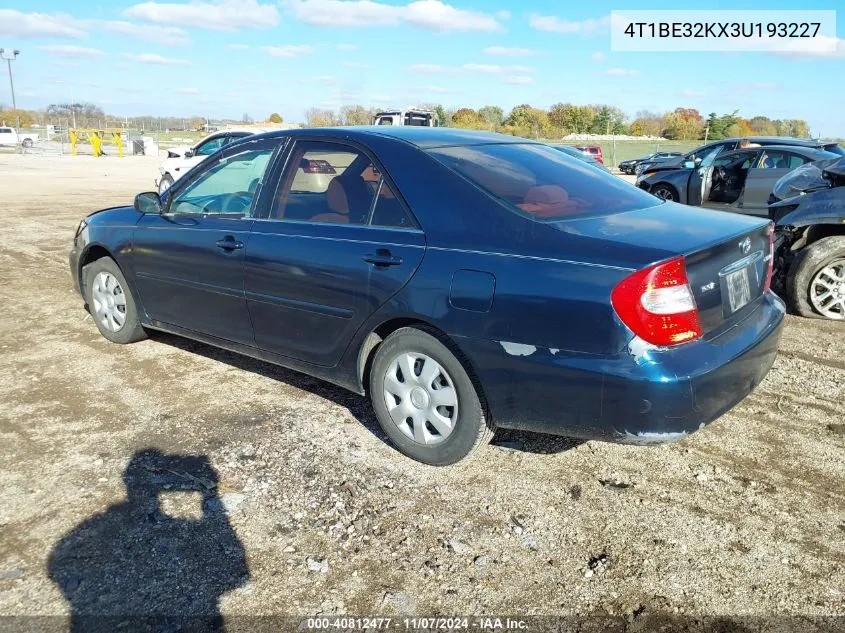 2003 Toyota Camry Le VIN: 4T1BE32KX3U193227 Lot: 40812477