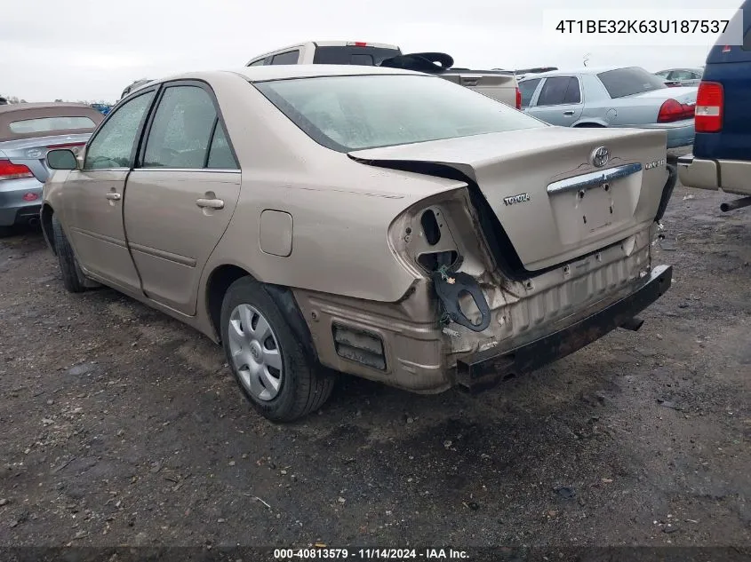 2003 Toyota Camry Le VIN: 4T1BE32K63U187537 Lot: 40813579