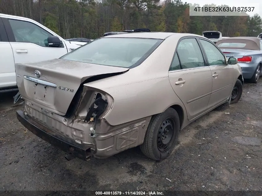 2003 Toyota Camry Le VIN: 4T1BE32K63U187537 Lot: 40813579