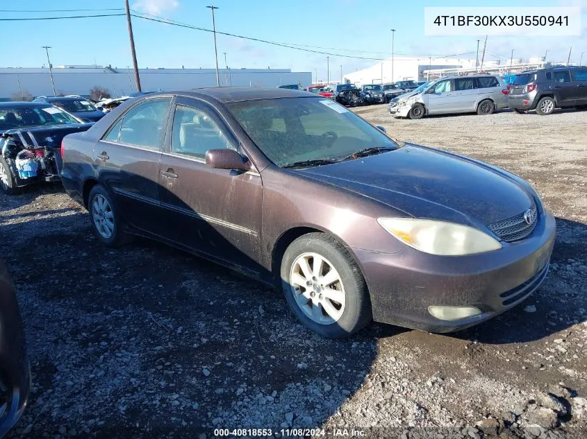 2003 Toyota Camry Xle V6 VIN: 4T1BF30KX3U550941 Lot: 40818553