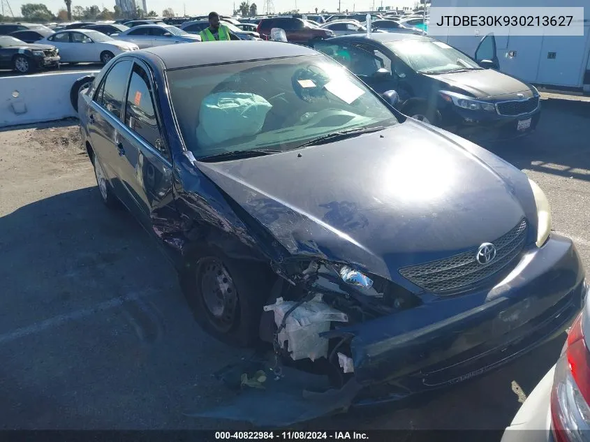 2003 Toyota Camry Le/Se/Xle VIN: JTDBE30K930213627 Lot: 40822984