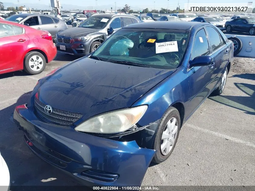 2003 Toyota Camry Le/Se/Xle VIN: JTDBE30K930213627 Lot: 40822984