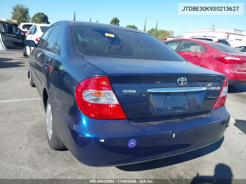 2003 Toyota Camry Le/Se/Xle VIN: JTDBE30K930213627 Lot: 40822984