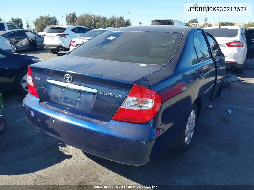 2003 Toyota Camry Le/Se/Xle VIN: JTDBE30K930213627 Lot: 40822984