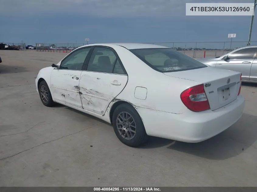 2003 Toyota Camry Le VIN: 4T1BE30K53U126960 Lot: 40854295