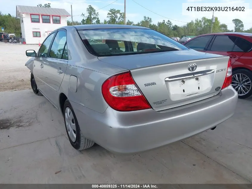 4T1BE32K93U216402 2003 Toyota Camry Le