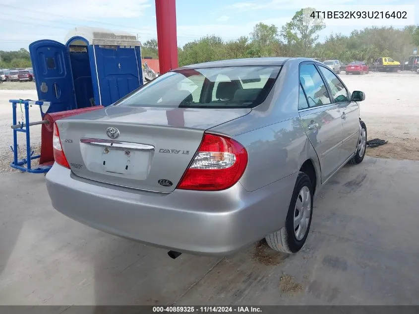 4T1BE32K93U216402 2003 Toyota Camry Le