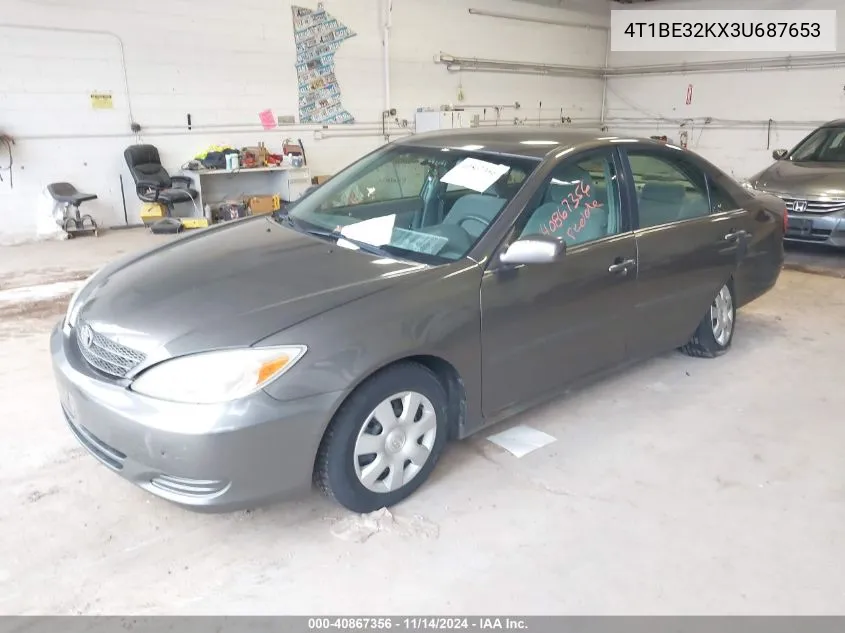 2003 Toyota Camry Le VIN: 4T1BE32KX3U687653 Lot: 40867356