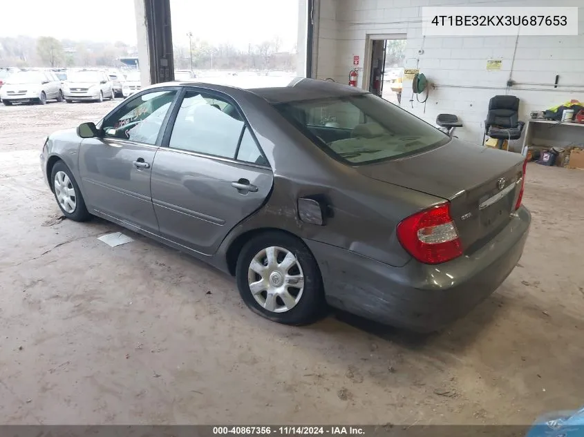 2003 Toyota Camry Le VIN: 4T1BE32KX3U687653 Lot: 40867356