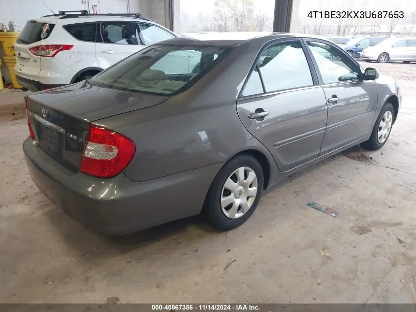 2003 Toyota Camry Le VIN: 4T1BE32KX3U687653 Lot: 40867356