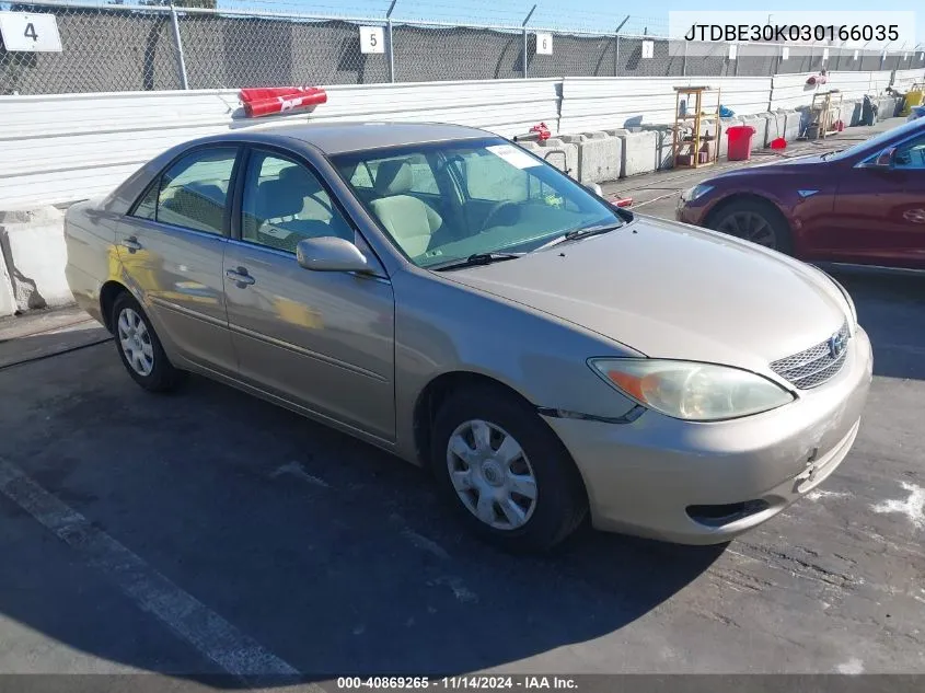 2003 Toyota Camry Le/Se/Xle VIN: JTDBE30K030166035 Lot: 40869265