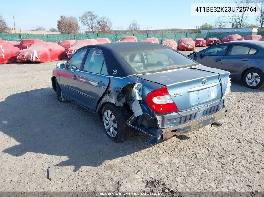 2003 Toyota Camry Xle VIN: 4T1BE32K23U725764 Lot: 40878636