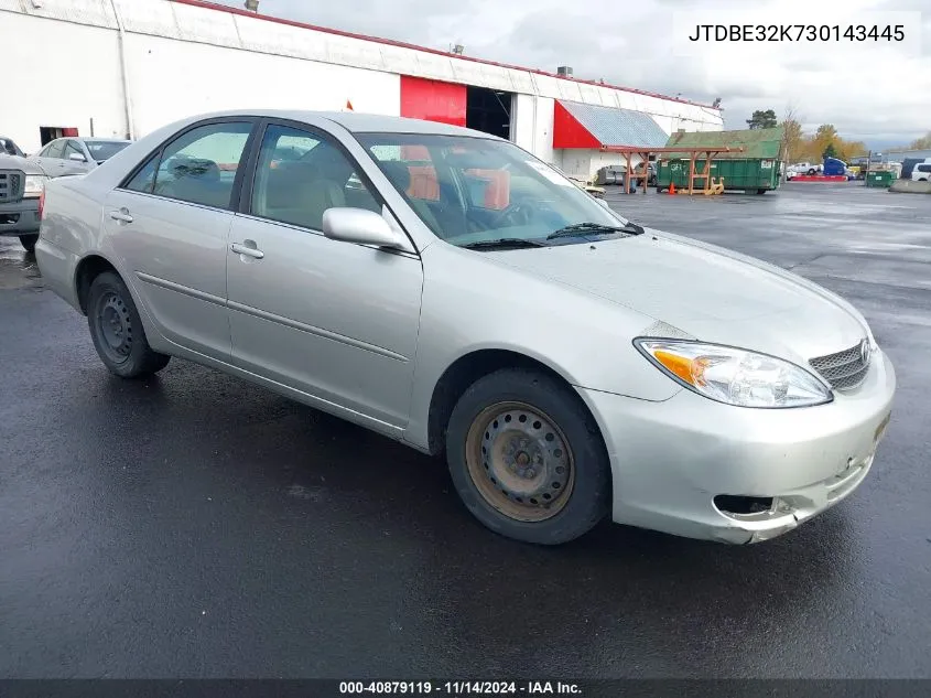 2003 Toyota Camry Le VIN: JTDBE32K730143445 Lot: 40879119