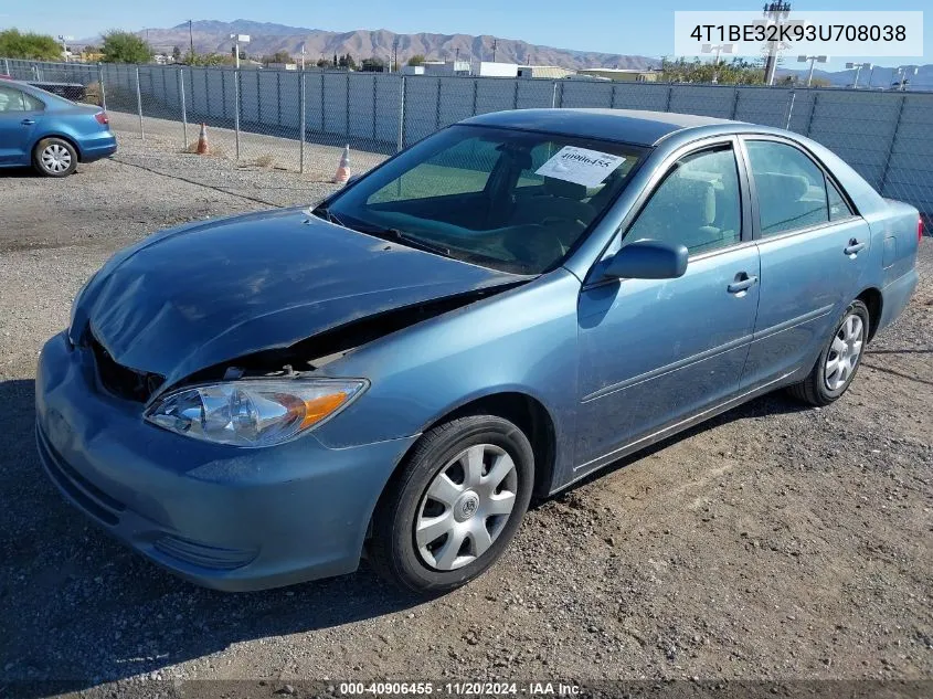 2003 Toyota Camry Le VIN: 4T1BE32K93U708038 Lot: 40906455