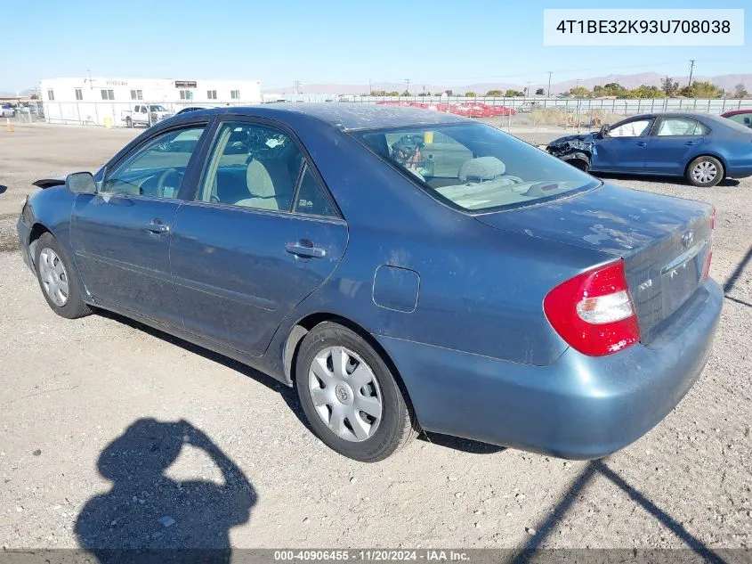 2003 Toyota Camry Le VIN: 4T1BE32K93U708038 Lot: 40906455