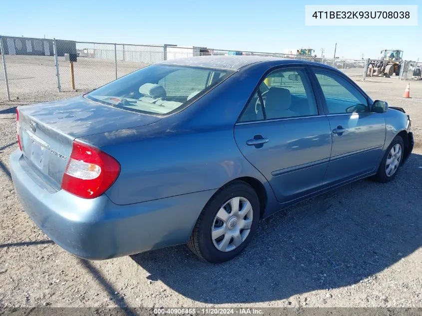 2003 Toyota Camry Le VIN: 4T1BE32K93U708038 Lot: 40906455