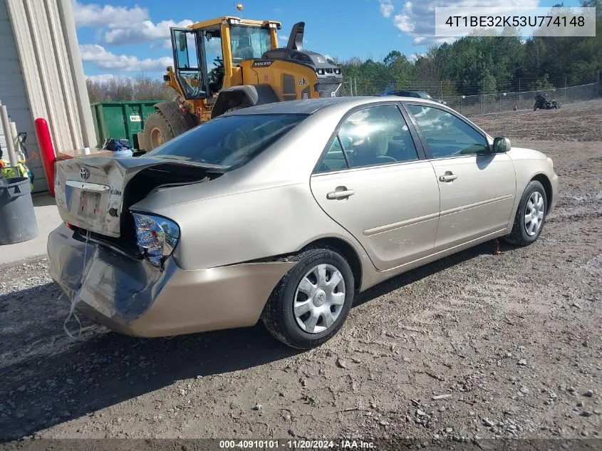 2003 Toyota Camry Le VIN: 4T1BE32K53U774148 Lot: 40910101