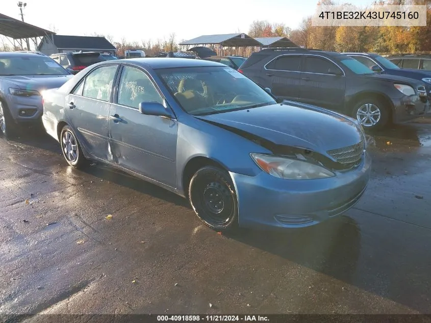 2003 Toyota Camry Le VIN: 4T1BE32K43U745160 Lot: 40918598