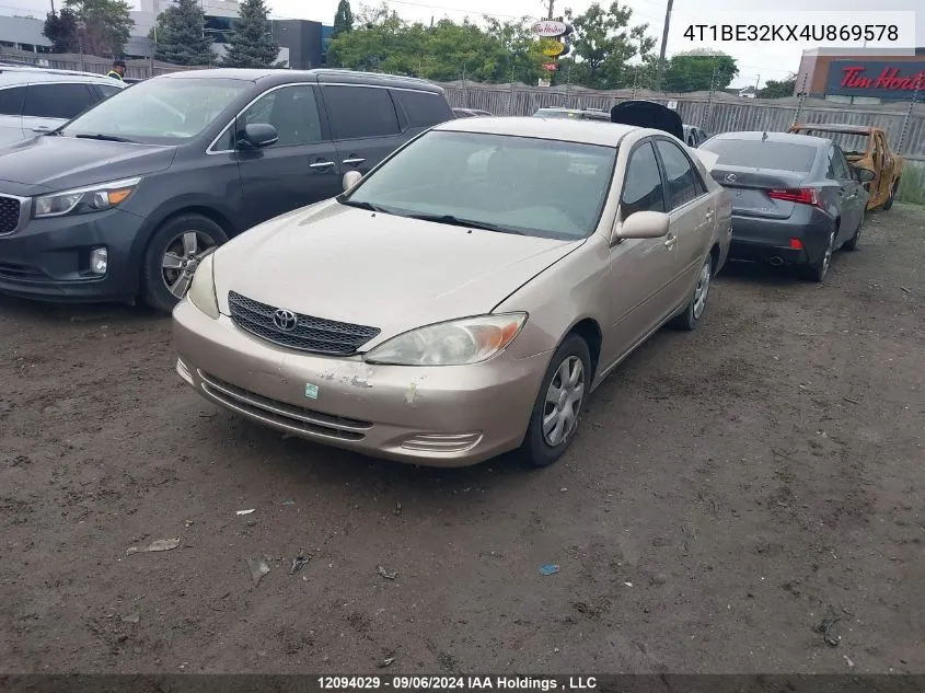 2004 Toyota Camry Le/Se/Xle VIN: 4T1BE32KX4U869578 Lot: 12094029