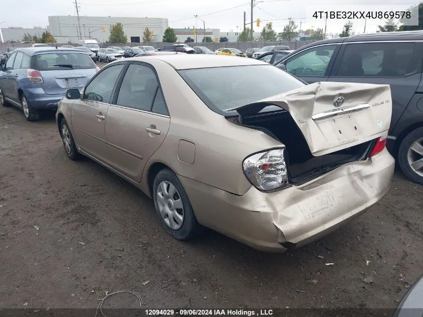 2004 Toyota Camry Le/Se/Xle VIN: 4T1BE32KX4U869578 Lot: 12094029