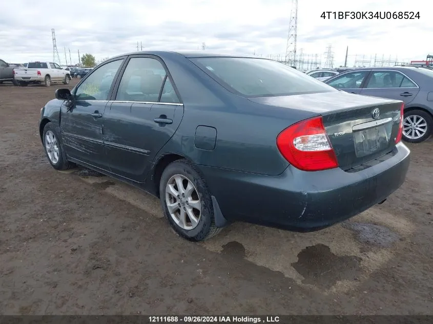 2004 Toyota Camry Le/Xle/Se VIN: 4T1BF30K34U068524 Lot: 12111688