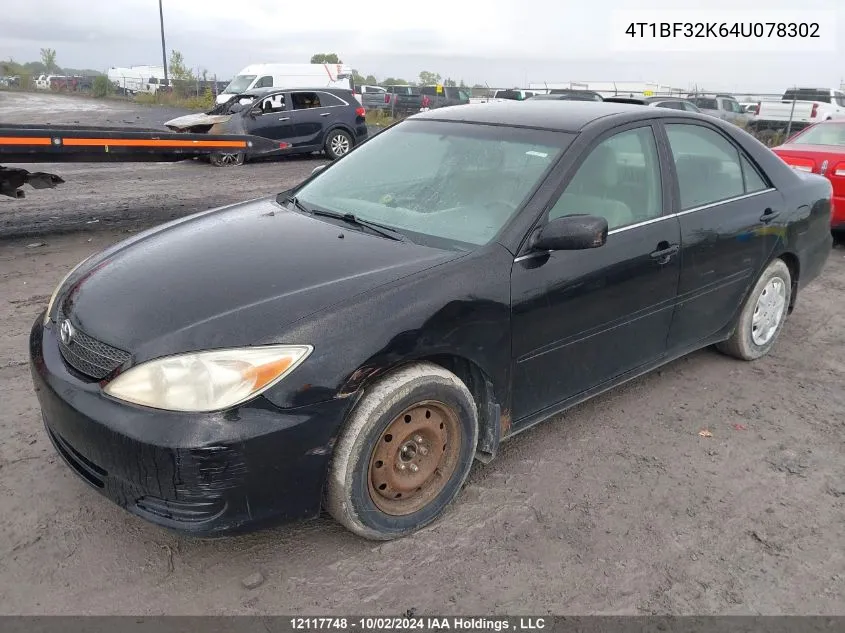 2004 Toyota Camry Le V6/Xle V6 VIN: 4T1BF32K64U078302 Lot: 12117748