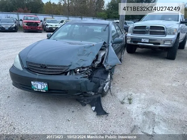 2004 Toyota Camry Le VIN: 4T1BE32K74U274249 Lot: 20173423