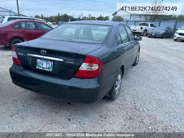 2004 Toyota Camry Le VIN: 4T1BE32K74U274249 Lot: 20173423