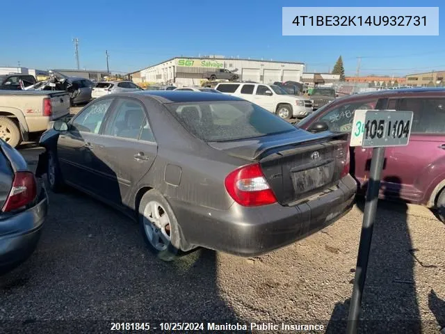 2004 Toyota Camry Le VIN: 4T1BE32K14U932731 Lot: 20181845