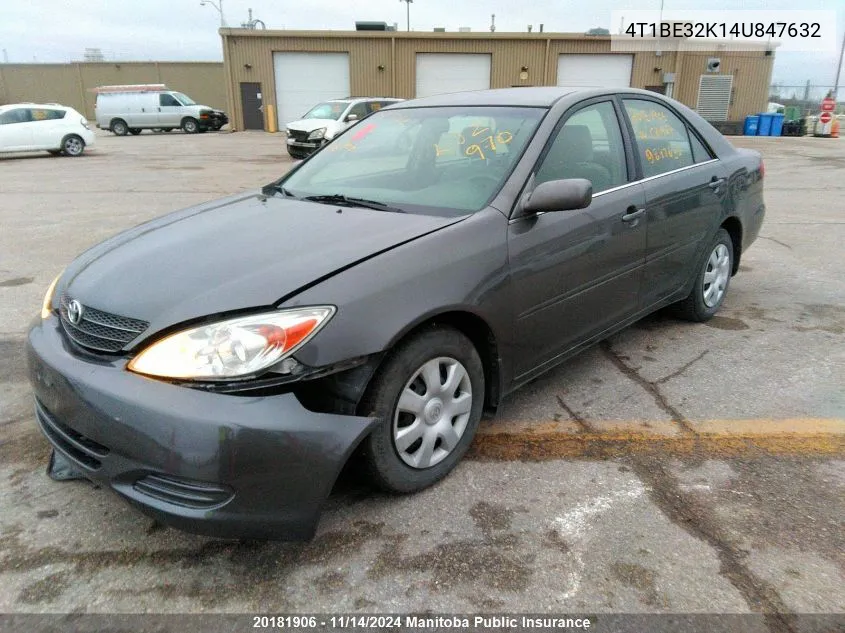 2004 Toyota Camry Le VIN: 4T1BE32K14U847632 Lot: 20181906