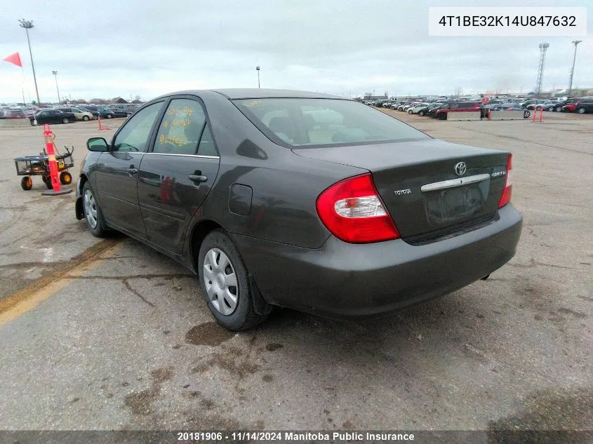 2004 Toyota Camry Le VIN: 4T1BE32K14U847632 Lot: 20181906