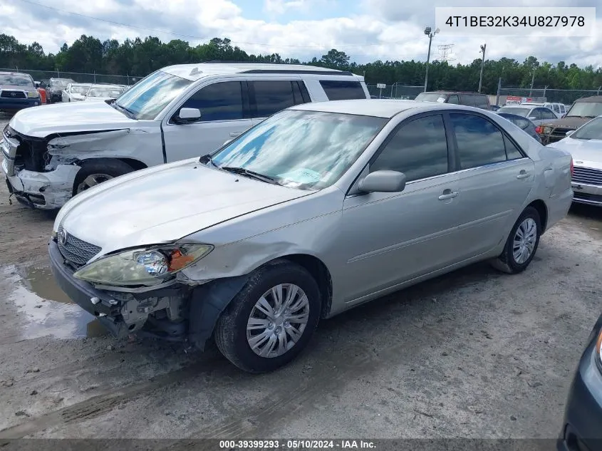 2004 Toyota Camry Le VIN: 4T1BE32K34U827978 Lot: 39399293