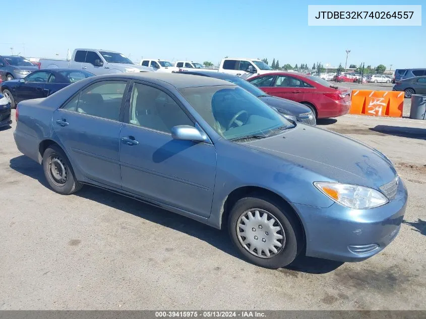 2004 Toyota Camry Le VIN: JTDBE32K740264557 Lot: 39415975